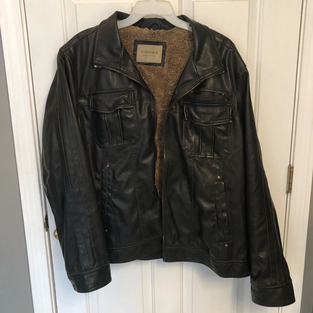 Sonoma Faux Brown Leather Jacket